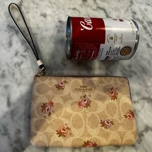 Coach Floral Wristlet in Cream and Pink